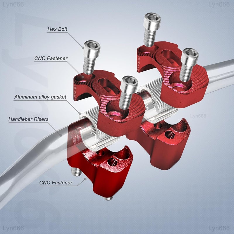 Lyn666 Motorcycle Handlebar Risers Universal Handle Bars Mount Clamps Fit for 1 1/8 inch(28mm) or 7/8 inch (22mm) handlebar of Motorcycle Dirt Bike ATV, Red - Image 5